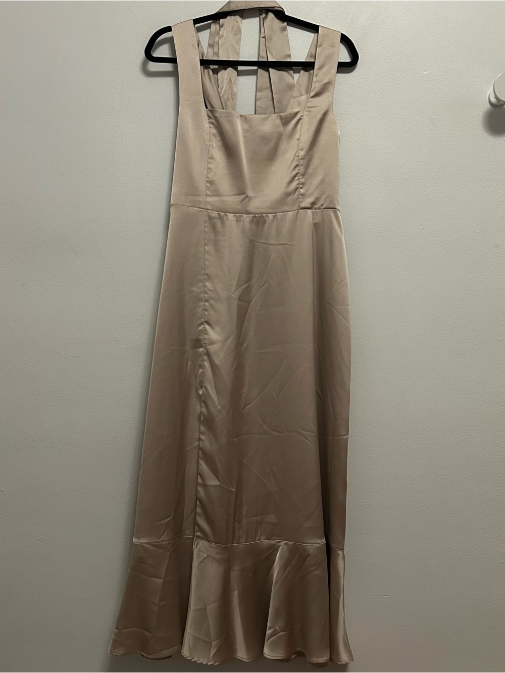 Show Me Your MuMu Beige Satin Strappy Maxi Dress